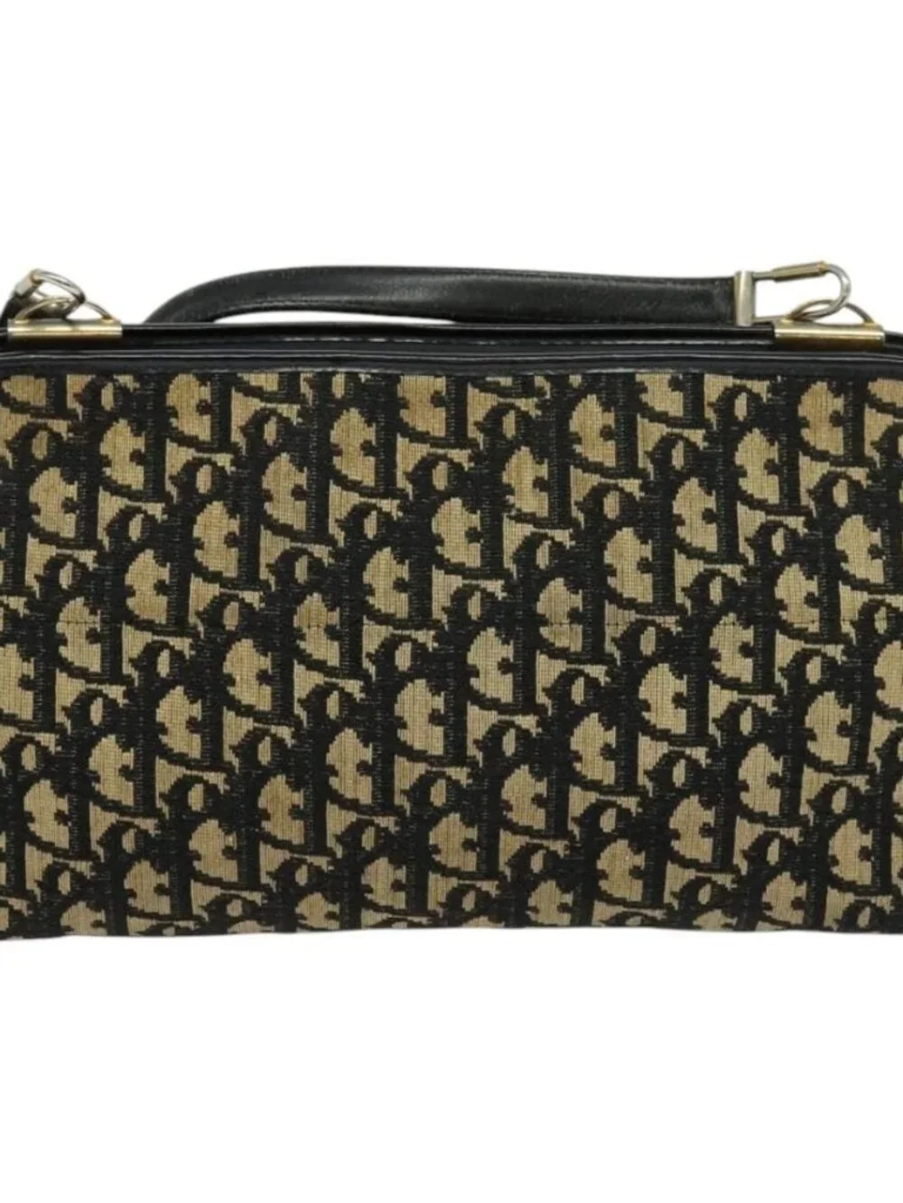 Christian Dior Trotter Canvas Shoulder Bag Navy Gold Auth 122509 - Picture 3 of 16